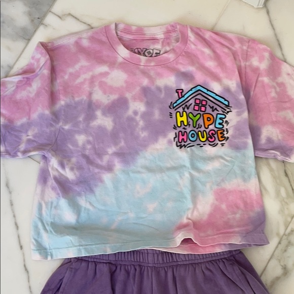 Hype House LA 90’s Tie dye Sweatpants and tee set - Picture 2 of 13